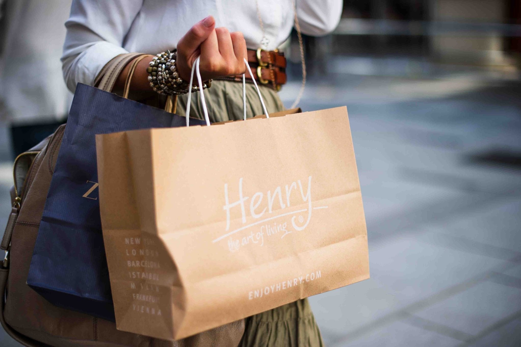 why people buy represented by hand holding shopping bags